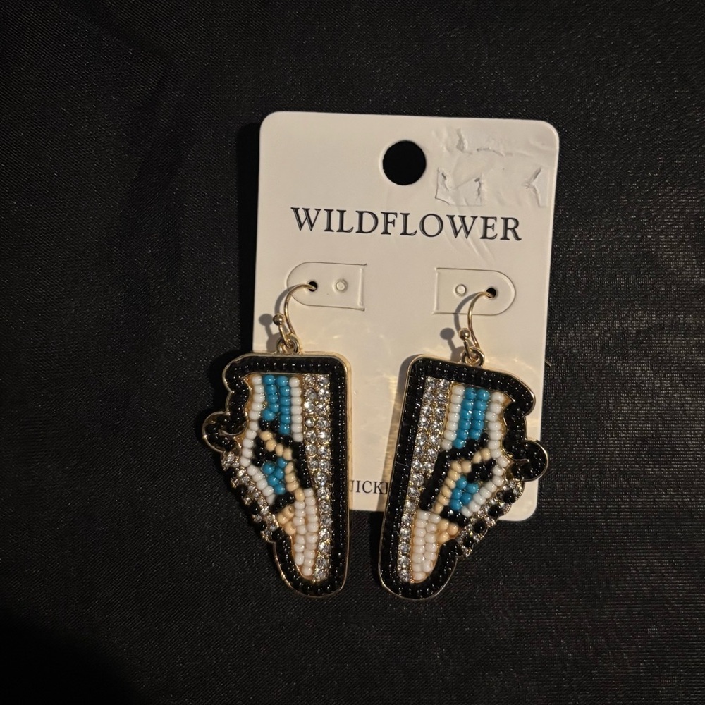 Blue and Gold Sneaker Earrings (Pierced)